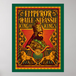 Póster Tarjeta postal de Haile Selassie Jah Rastafari Imp