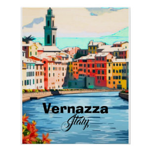 Póster Tarjeta postal de Vernazza Cinque Terre, Italia, T