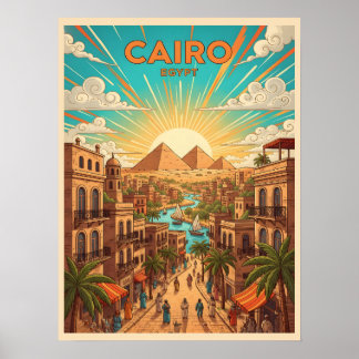 Póster Tarjeta postal de viaje antigua de El Cairo, Egipt