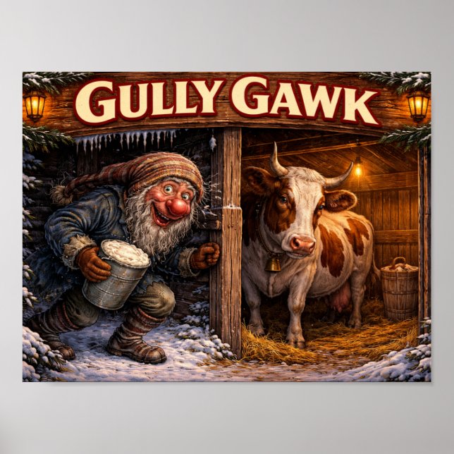 Póster Tarjeta postal del Gully Gawk islandés Yule Lad (Frente)