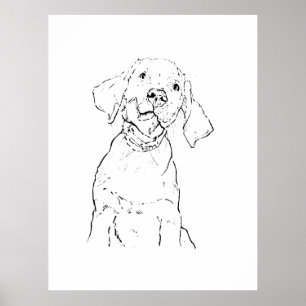 Póster Tarjeta Postal del Perro Retriever de Labrador