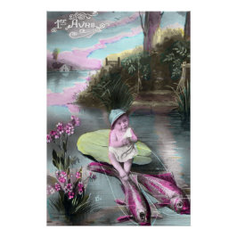 Póster Tarjeta postal francesa vintage del Día de los Ino