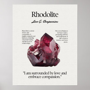 Póster Tarjeta Rhodolite Gem Crystal Significing