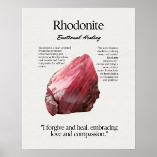 Póster Tarjeta Rhodonite Gem Crystal Significing