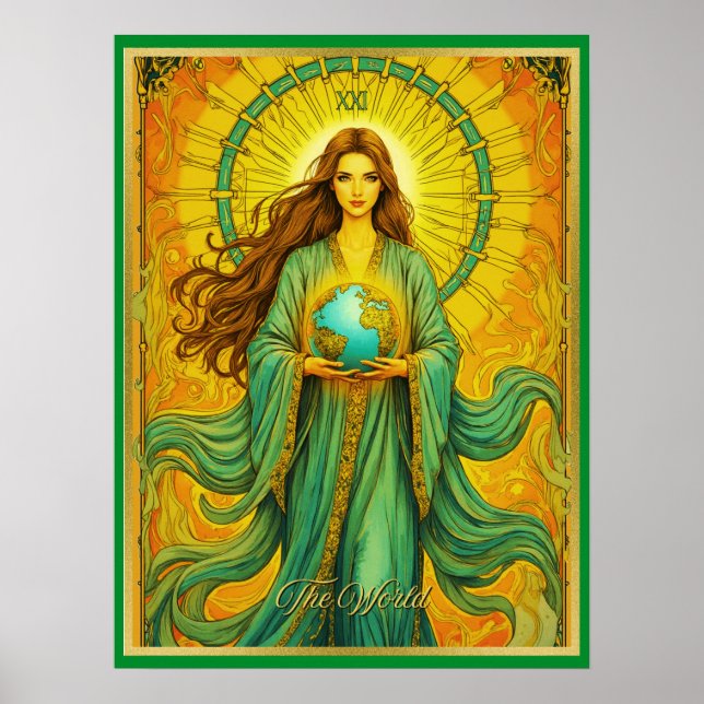 Póster Tarjeta Tarot de Art Nouveau para el mundo (Frente)