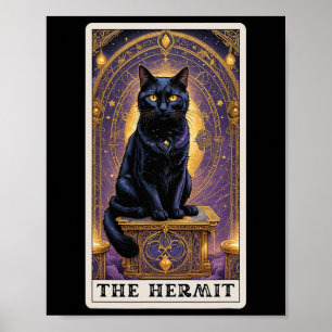 Póster Tarjeta Tarot de gato negro para las garabatos erm