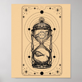 Póster Tarjeta tarot de vidrio de luna de sol de arena do