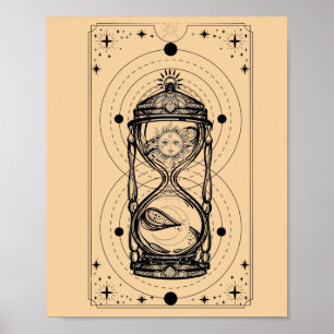 Póster Tarjeta tarot de vidrio de luna de sol de arena do