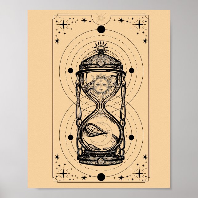 Póster Tarjeta tarot de vidrio de luna de sol de arena do (Frente)