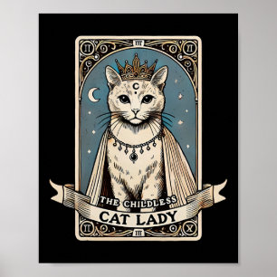 Póster Tarjeta Tarot para damas de gato sin hijos