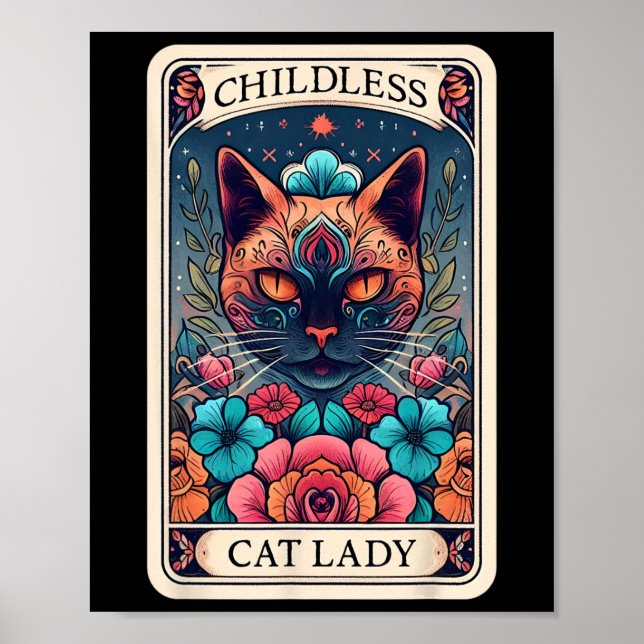 Póster Tarjeta Tarot para gatos sin hijos 2 (Frente)