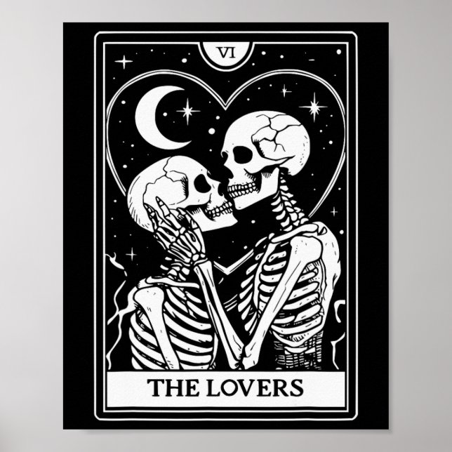 Póster Tarjeta Tarot para los amantes - Esqueletos para b (Frente)