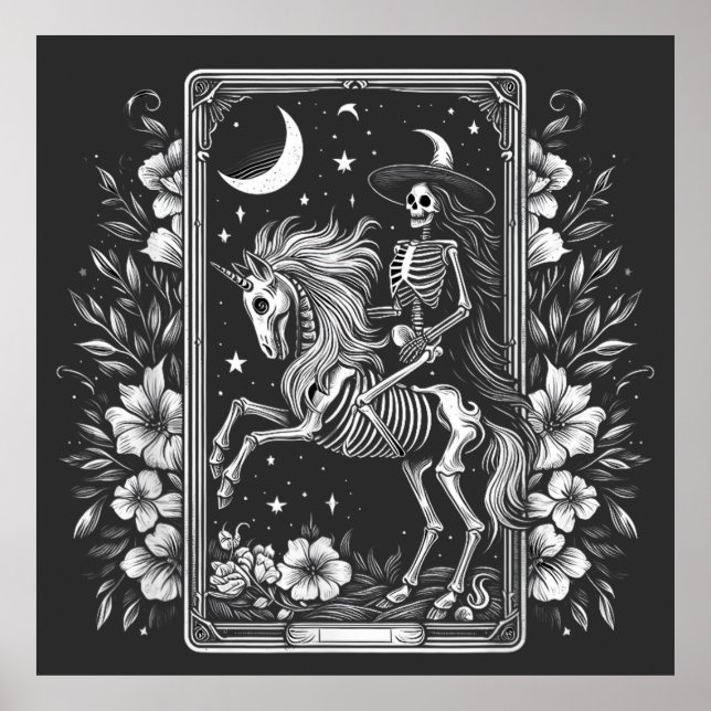 Póster Tarjeta Tarot Skeleton de Unicorn (Frente)