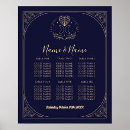 Póster Tarjeta Tarot Tabla 6 Plan de asiento Boda Estrell