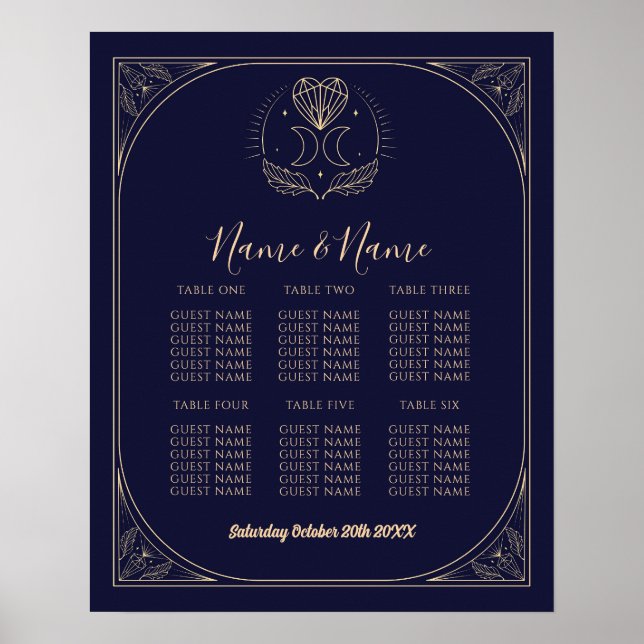 Póster Tarjeta Tarot Tabla 6 Plan de asiento Boda Estrell (Frente)