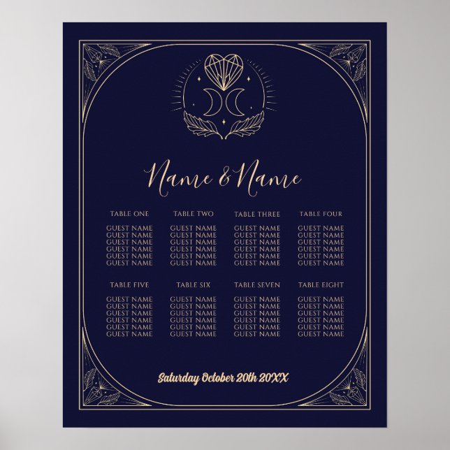 Póster Tarjeta Tarot Tabla 8 Estaciones Boda Cristales Lu (Frente)