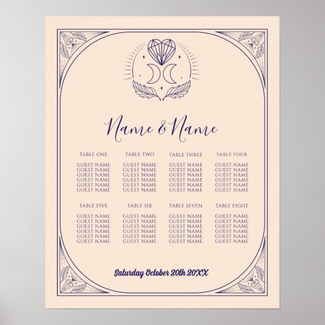 Póster Tarjeta Tarot Tabla 8 Estaciones Boda Cristales Lu (Frente)