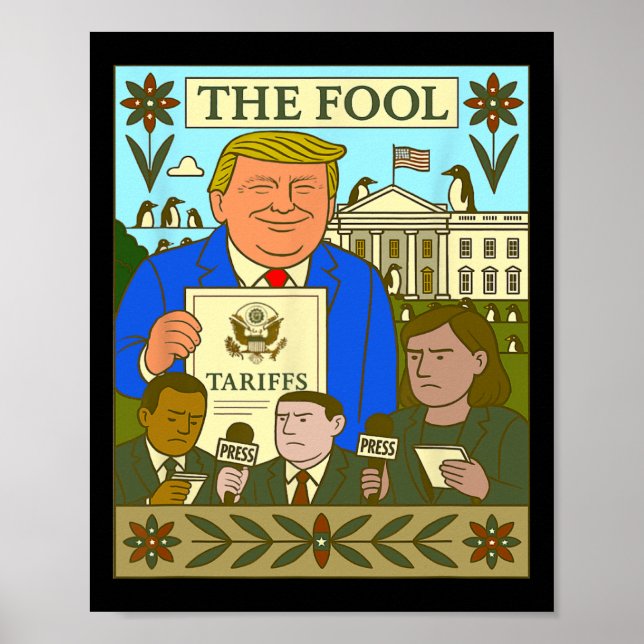 Póster Tarjeta Trump Tarot: el tonto impone precio a Ping (Frente)