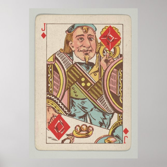 Póster Tarjeta vintage Jack of Diamonds Play Card (1889) (Frente)