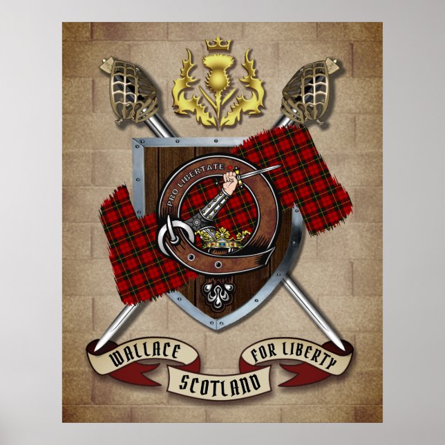 Póster Tarjeta Wallace Clan con espadas cruzadas (Frente)