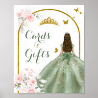 Tarjeta y regalo de la princesa de oro verde sabia