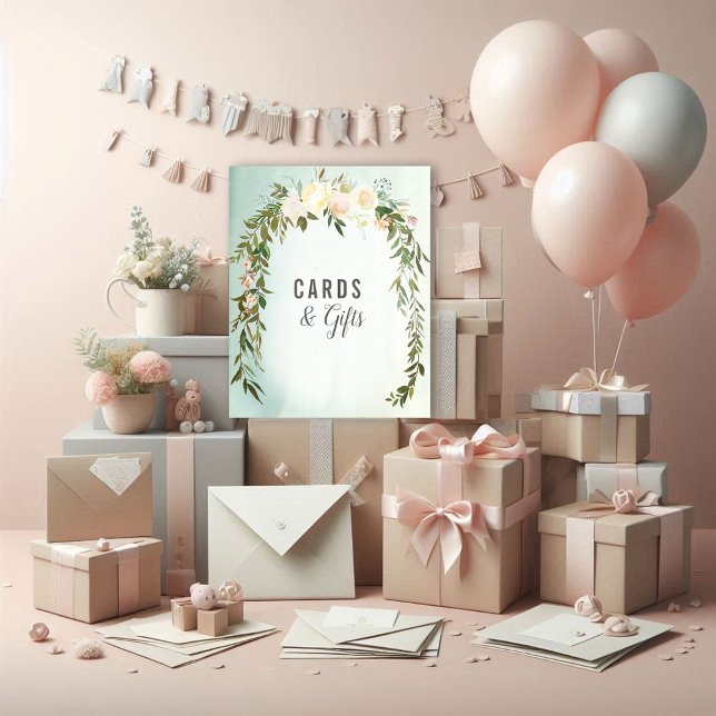 Póster Tarjeta y regalo Green White Rose Baby Sprinkke Sh (Subido por el creador)