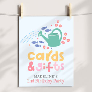 Póster Tarjeta y regalos de cumpleaños para niñas con reg
