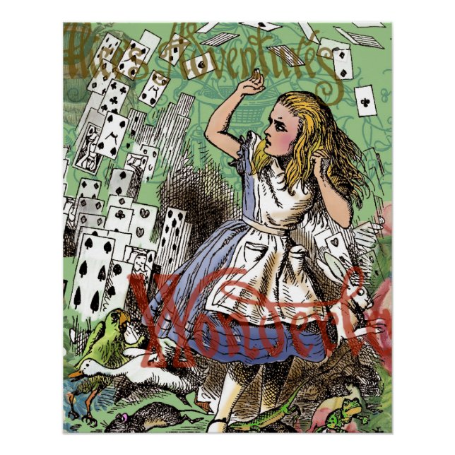 Póster tarjetas alice conejo de sombrerero de wonderland (Anverso)