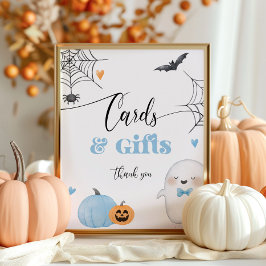 Póster Tarjetas azules Little Boo Halloween y regalos