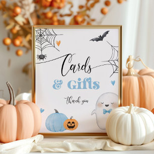 Póster Tarjetas azules Little Boo Halloween y regalos