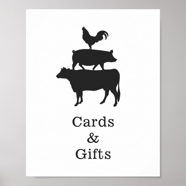 Póster Tarjetas Baby Shower BBQ Rustic Parejas y Regalos (Frente)