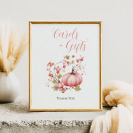 Póster Tarjetas Baby Shower Berry Fall de calabaza rosa