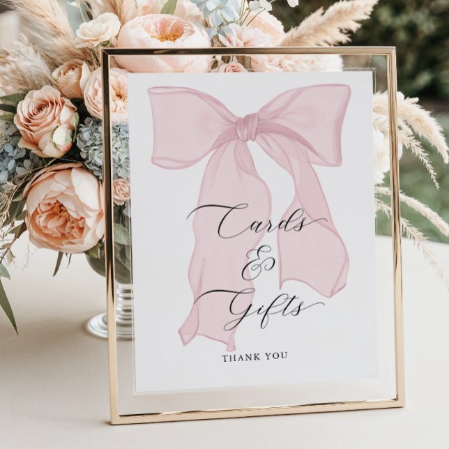 Póster Tarjetas Baby Shower Chica de Bow rosa y regalos (Subido por el creador)