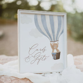 Póster Tarjetas Baby Shower con globo de Oso Teddy