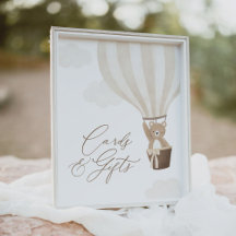 Tarjetas Baby Shower con globo de Oso Teddy