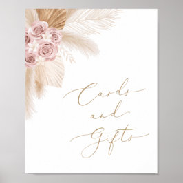 Póster Tarjetas Baby Shower de Chica de Grass Boho Pampas