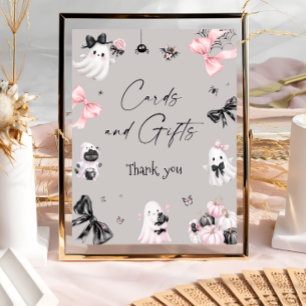 Póster Tarjetas Baby Shower de Chica de Halloween y regal