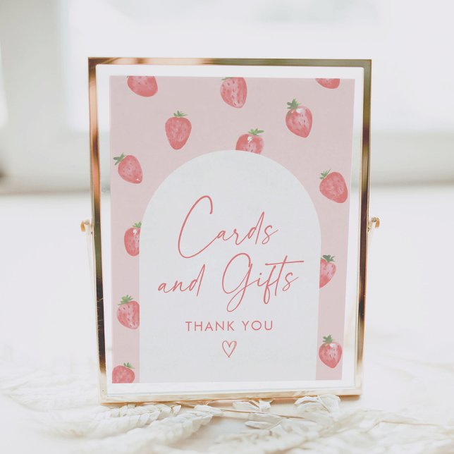 Póster Tarjetas Baby Shower de fresa y Rótulo de regalos (Subido por el creador)