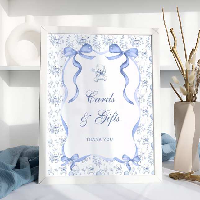 Póster Tarjetas Baby Shower de oso azul y regalo (Subido por el creador)