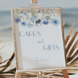 Póster Tarjetas Baby Shower DUSTY Blue Hydrangea