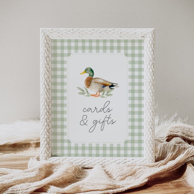 Póster Tarjetas Baby Shower Green Gingham Duck (Subido por el creador)