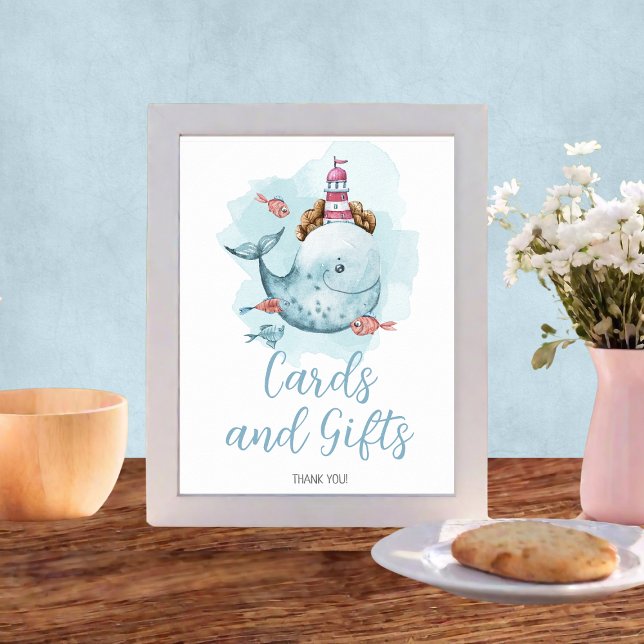 Póster Tarjetas Baby Shower para ballenas y regalos (Whale Baby Shower Cards and Gifts Poster
)