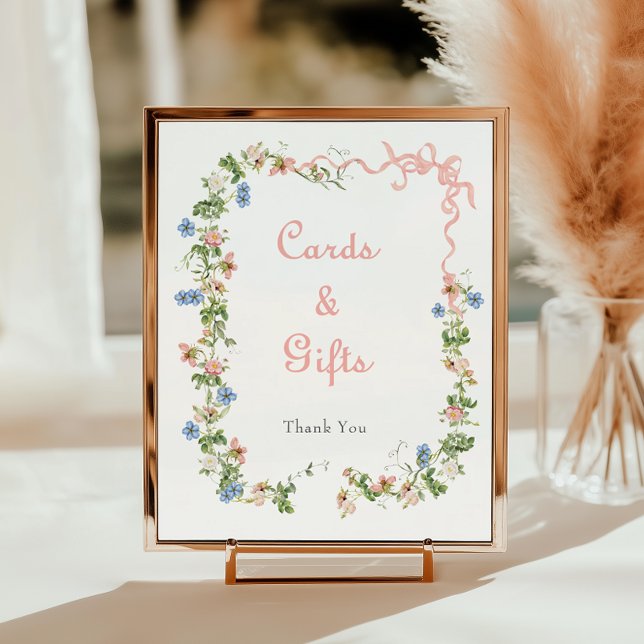 Póster Tarjetas Baby Shower Wildflower Pink Bow y regalos (Subido por el creador)