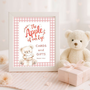Póster Tarjetas Baby Shower y regalos de Apple Eye Gingha