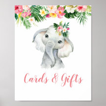 Tarjetas Baby Shower y regalos de Chica elefante t