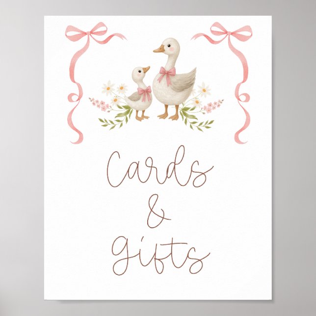 Póster Tarjetas Baby Shower Y Regalos De Chica Goose (Frente)