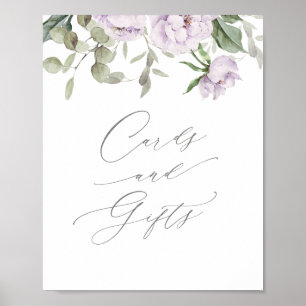 Póster Tarjetas Baby Shower y regalos de mariposa morada