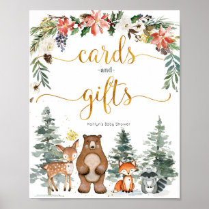 Póster Tarjetas Baby Shower y regalos para bosques de inv