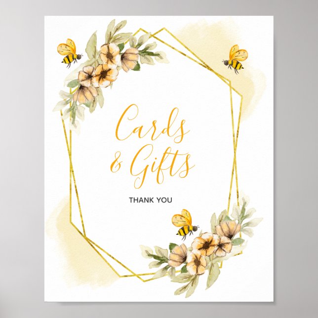 Póster Tarjetas de acuarela botánica de abé y Rótulo de r (Frente)