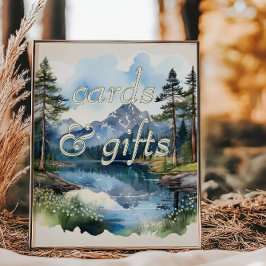 Póster Tarjetas de acuarela Country Lake Boda